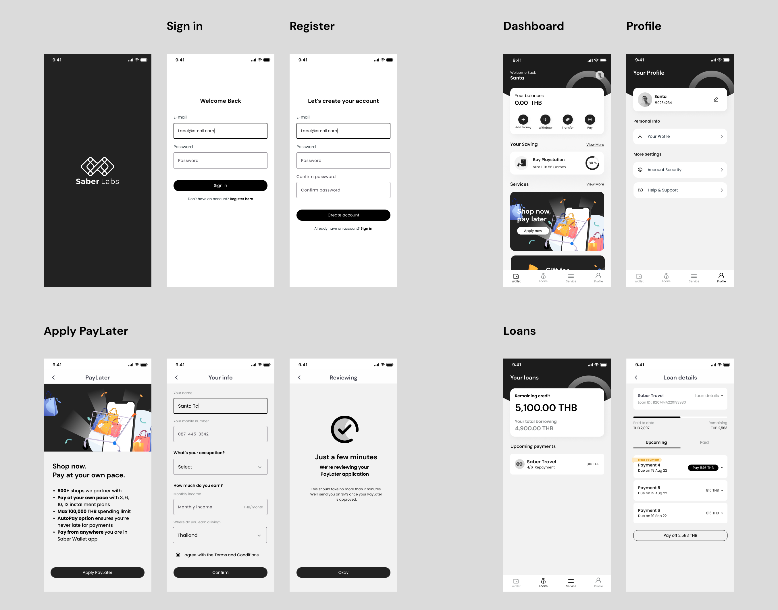 app screens overview